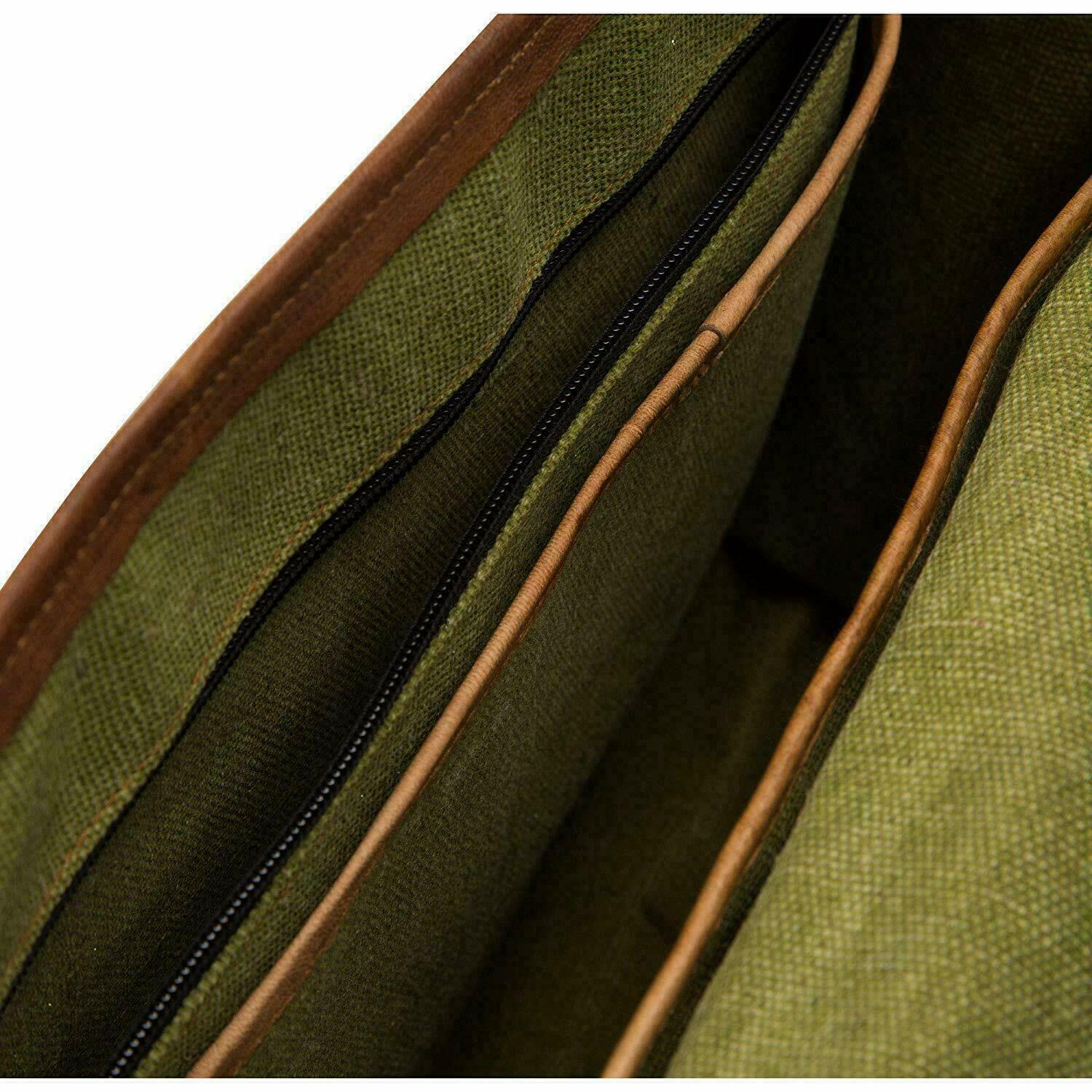 18" Black Leather Messenger Men Shoulder Laptop Satchel Briefcase Vintage Bag 24Hr Smart